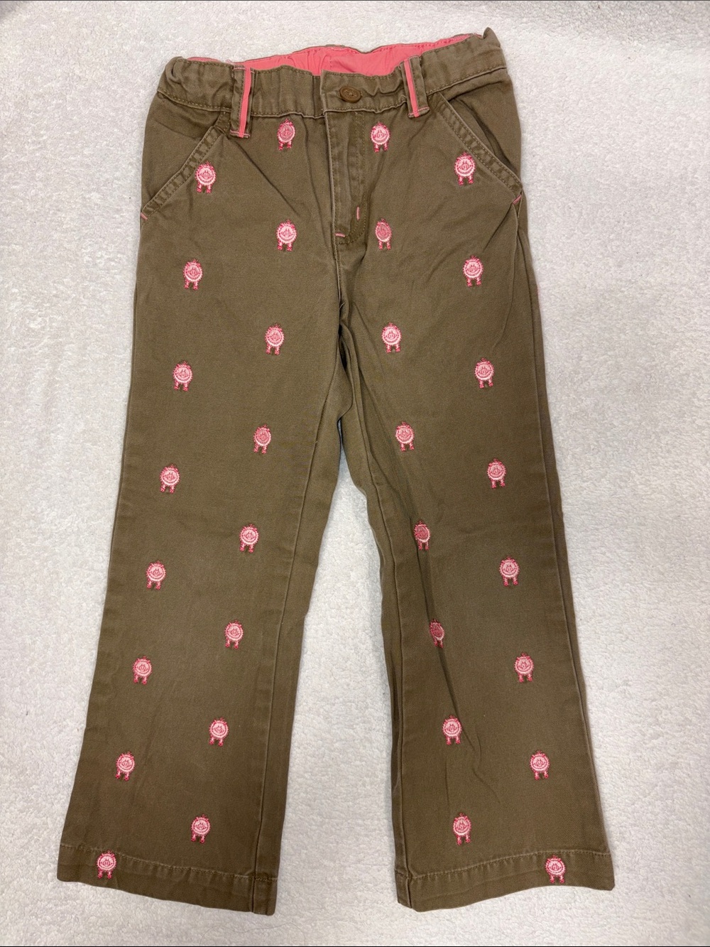 GAP vtg pig embroidered Kids Pants army greenish color girls 5t
